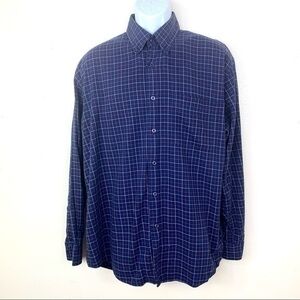 T Harris Men’s Casual Shirt Blue Plaid Sz XL